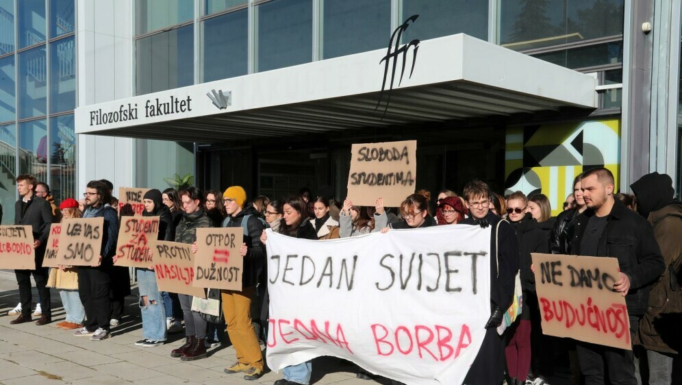 Prosvjed podrške riječkih studenata kolegama u Srbiji