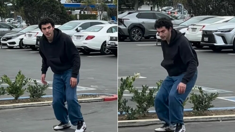 Skateboarder Guy Azulay koji je dvojnik Lugija Mangionea kako izvodi trikovi