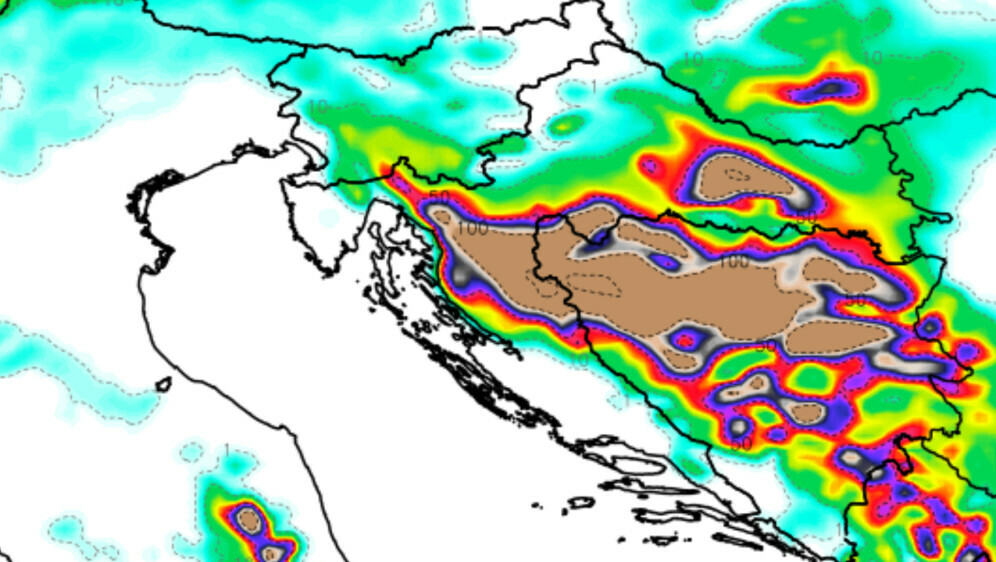 Karta koja prikazuje gdje će pasti snijeg dd 25. prosinca