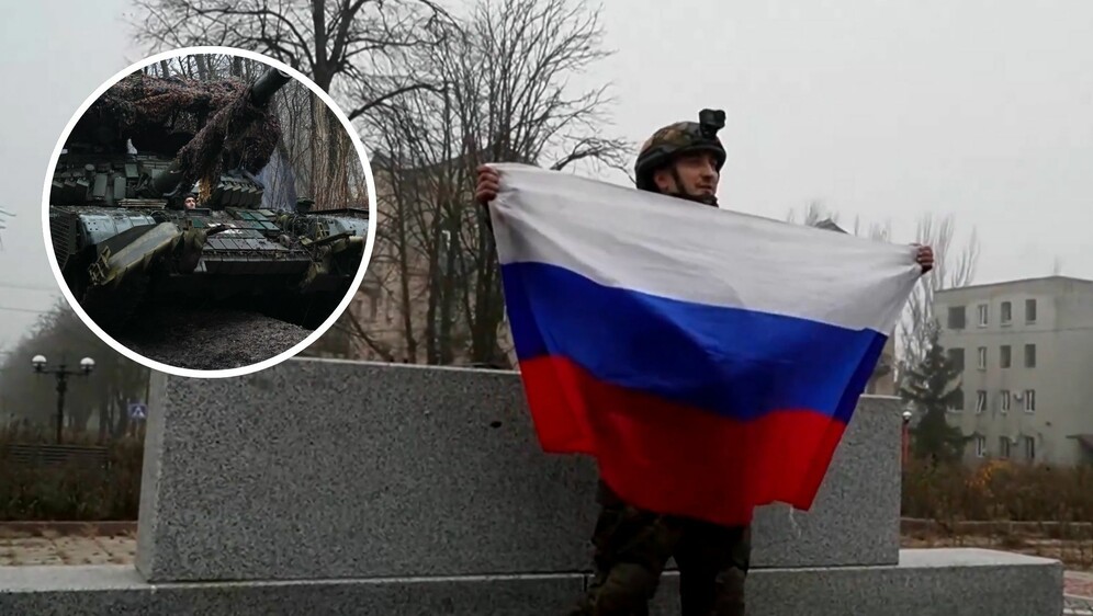 Ukrajinski tenk i ruski vojnik