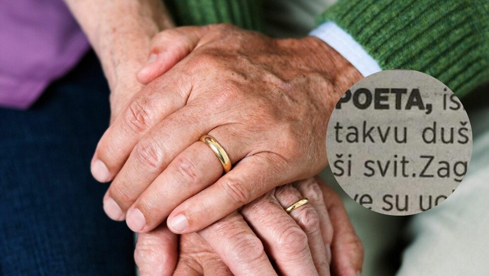 Stariji par i oglas za traženje partnerice u novinama