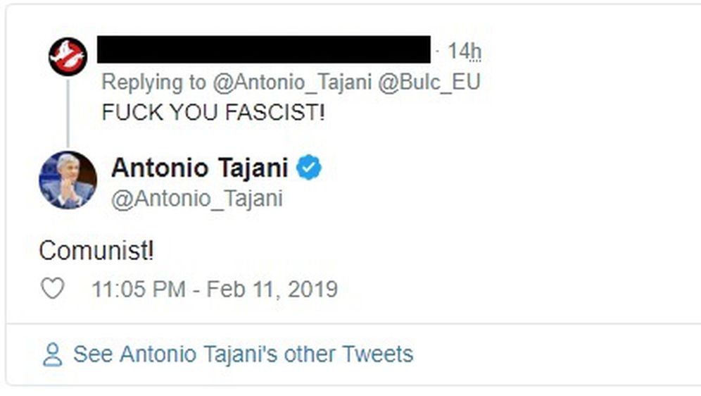 Antonio Tajani na Twitteru se sukobio s komentatorom (Foto: screenshot/Twitter)