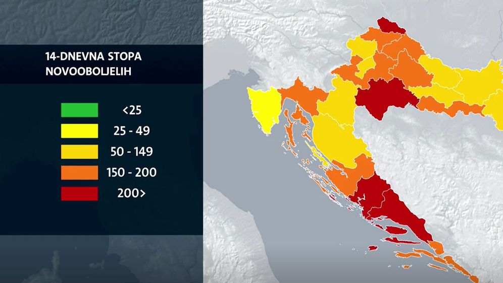 Stopa zaraženih koronavirusom po županijama