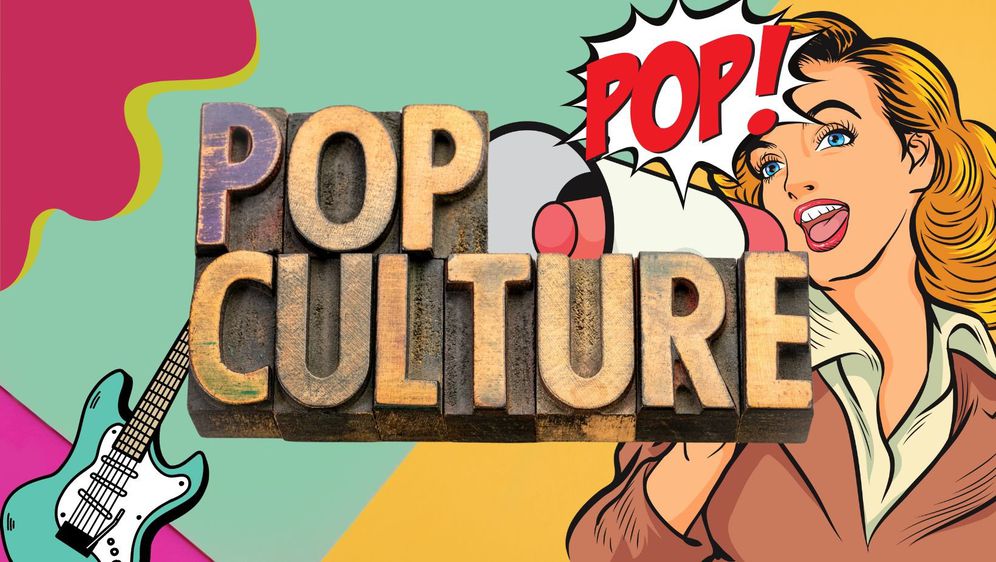 grafike pop kulture s natpisom pop kultura u sredini