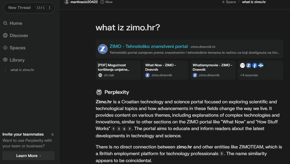 Zimo na Perplexity PRO