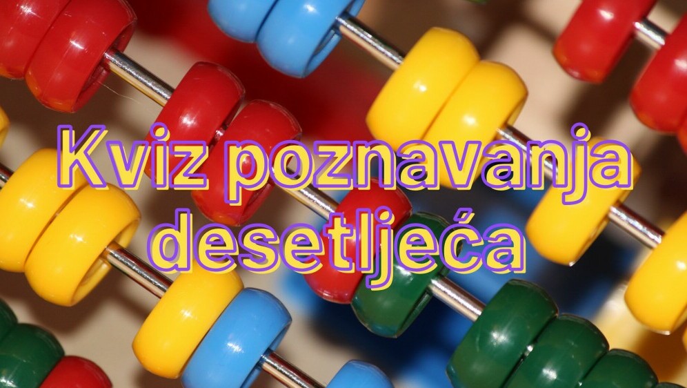 Abak s pomaknutim prstenima koji aludira na desetljeće i naslov kviza