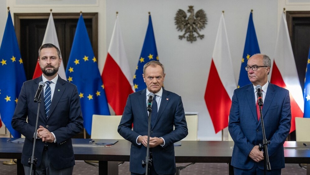 Donald Tusk (u sredini) i Włodzimierz Czarzasty (desno)