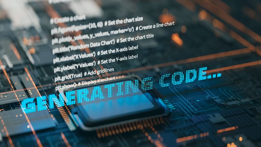 AI generira kod. ilustracija