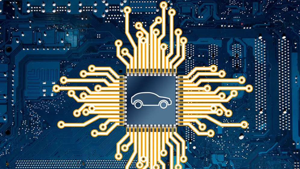 SImbol automobila na čipu, ilustracija