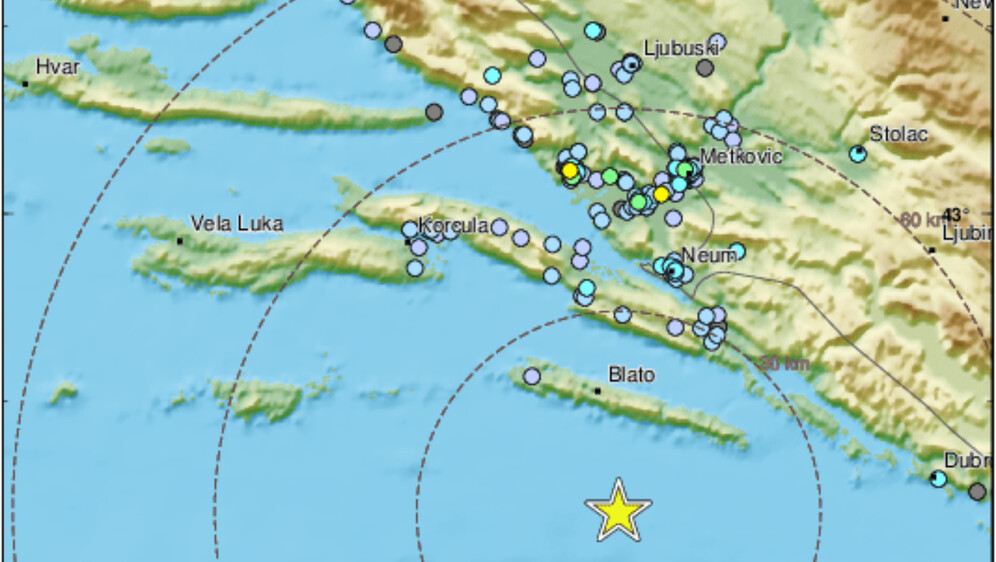 Potres na jugu Hrvatske