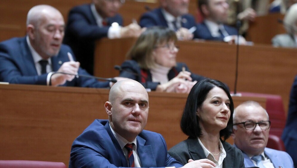 Predrag Mišić i Josip Dabro u Saboru