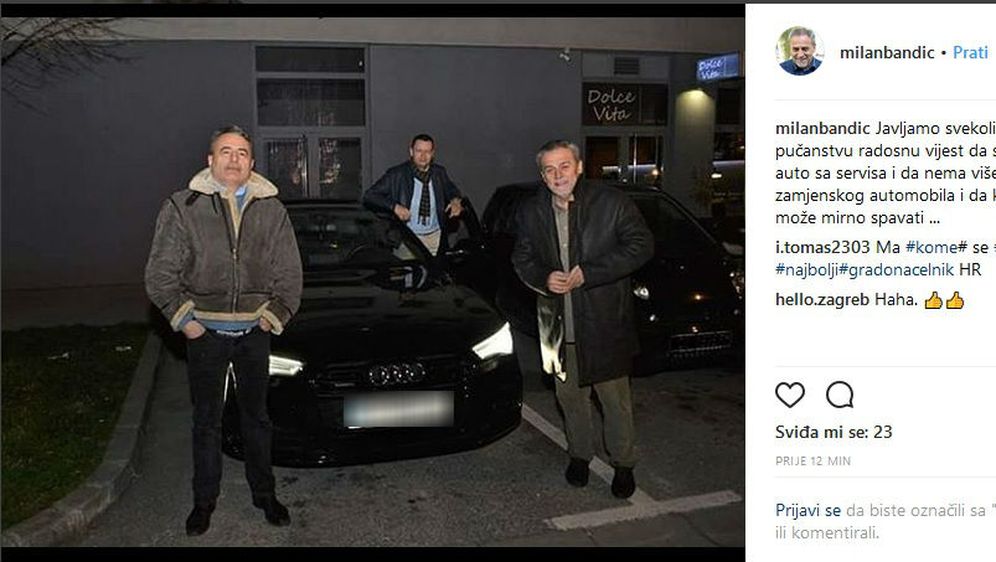 Milan Bandić objavio da se auto vratio sa servisa (Foto: screenshot/Instagram/Milan Bandic)