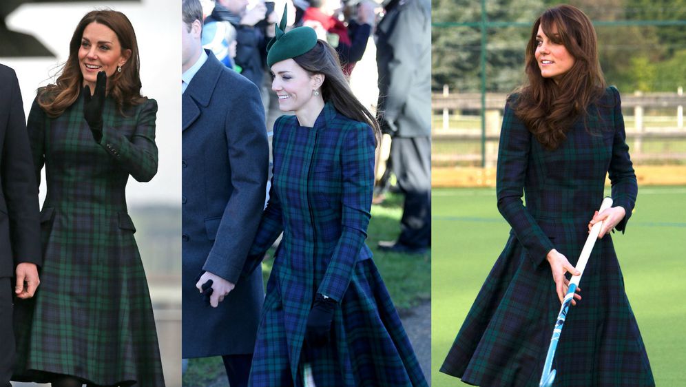 Catherine Middleton u istom kaputu modne kuće Alexander McQueen 2019., 2013. i 2012. godine