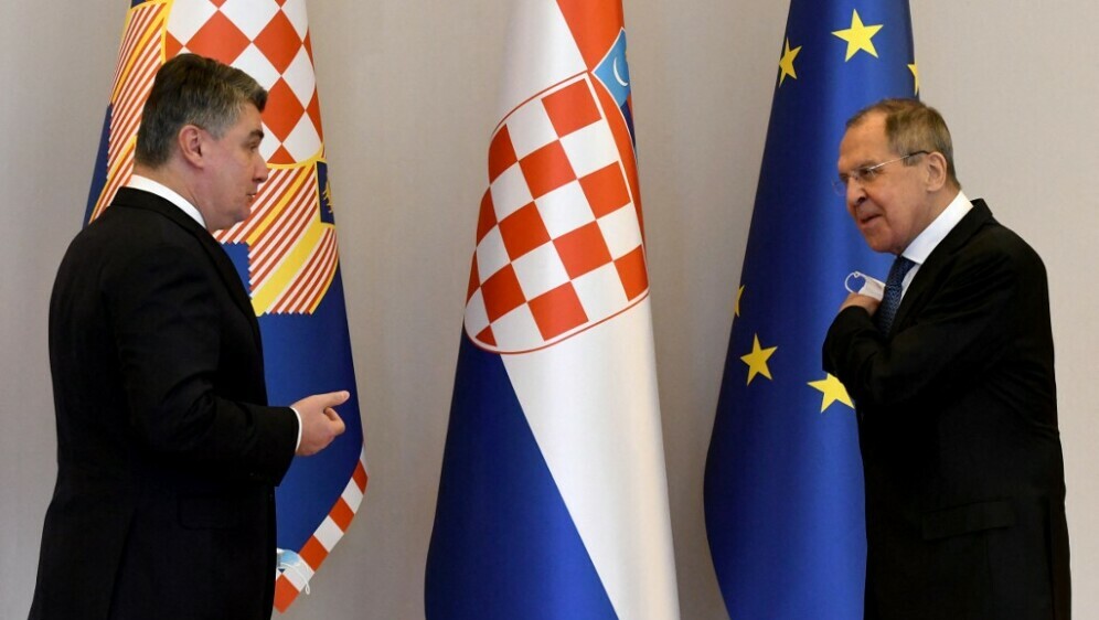 Hrvatski predsjednik Zoran Milanović i ruski ministar vanjskih poslova Sergej Lavrov