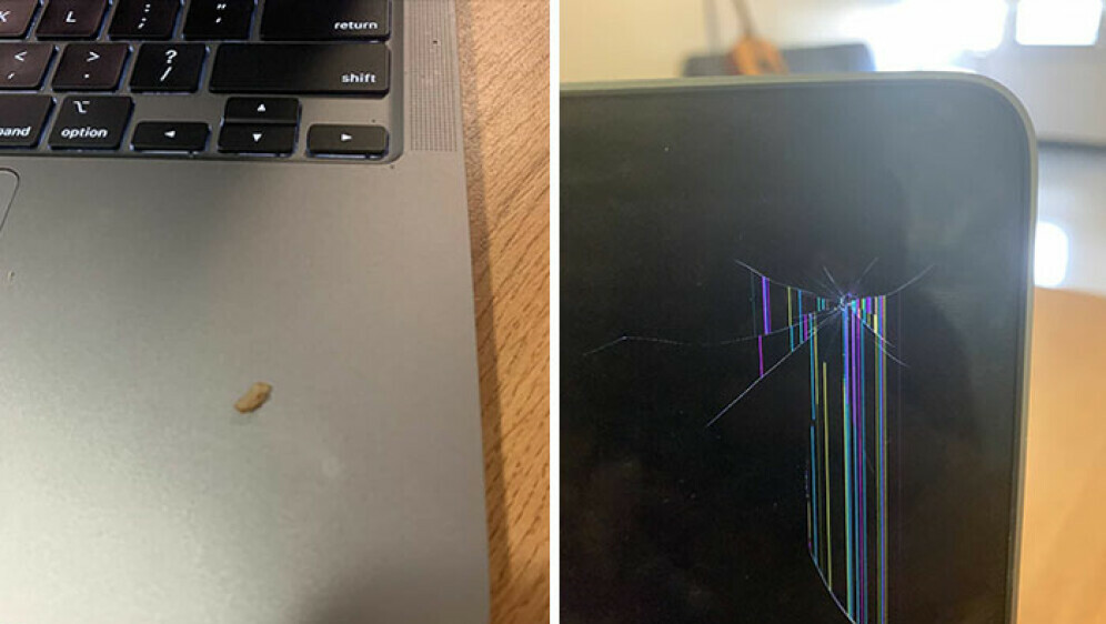 Sklopio laptop dok je na površini bilo zrno riže i razbio ekran