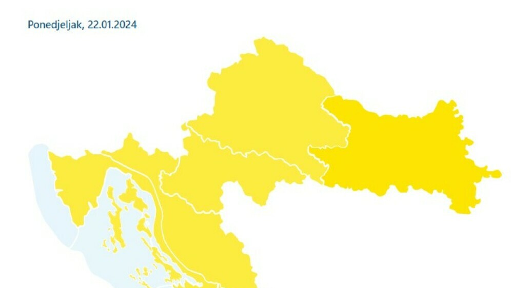 Upozorenje DHMZ-a za ponedjeljak