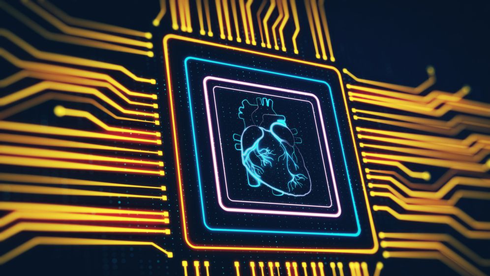 Digitalno srce na mikročipu, ilustracija