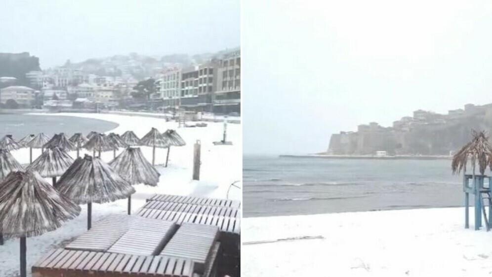 Snijeg na plaži u Crnoj Gori