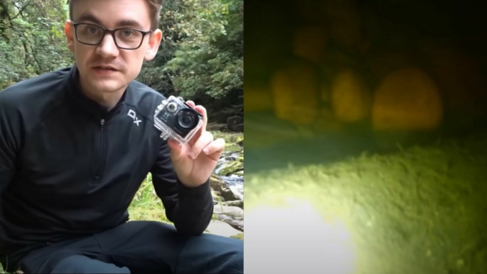 YouTuber Jack Harding i njegova kamera uz snimke ispod površine rijeke Strid