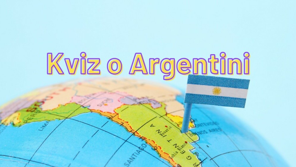 Ilustracija globusa, argentinska zastava i natpis kviza