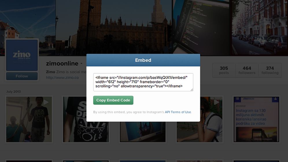 Instagram omogućio ugradnju videa i slika na webu