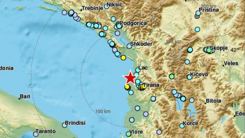 Potres u Tirani (Foto: Screenshot EMSC)