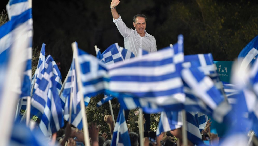 Skup potpore grčkoj stranci Nova demokracija (ND) koju vodi Kiriakos Micotakis (Foto: AFP)