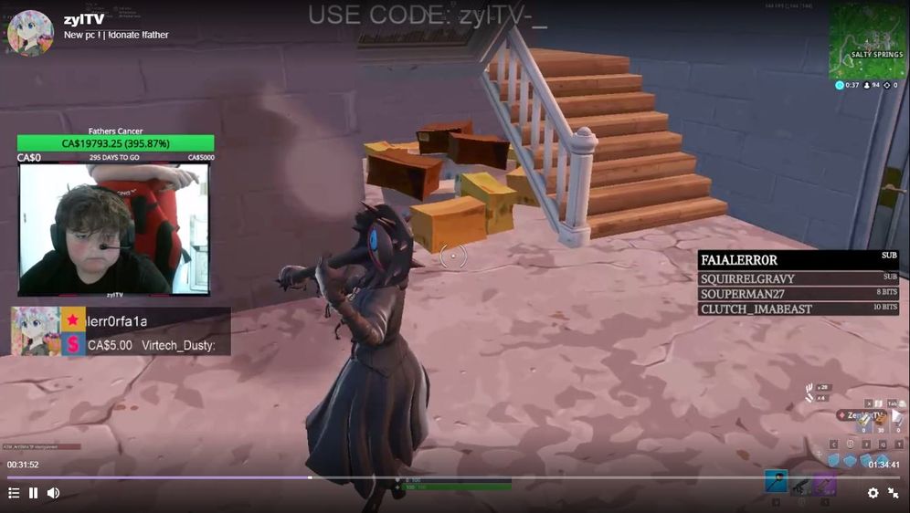 Zyl igra Fortnite na Twitchu