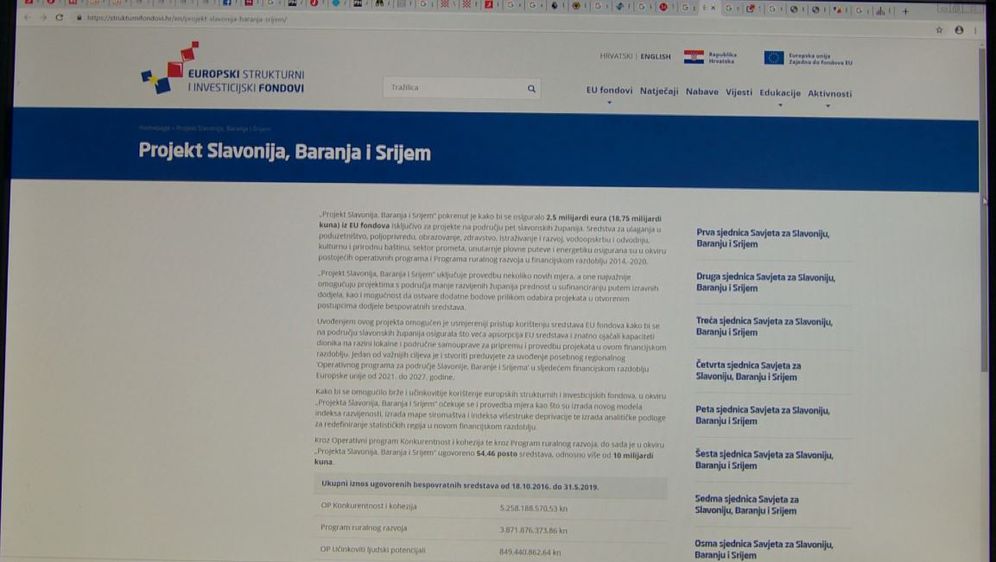 Web stranica za Projekt Slavonija, Baranja i Srijem (Foto: Dnevnik.hr)