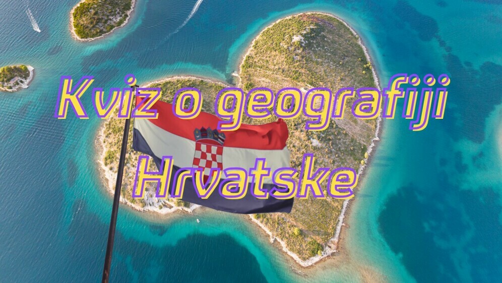 Otok u obliku srca i zastava Hrvatske