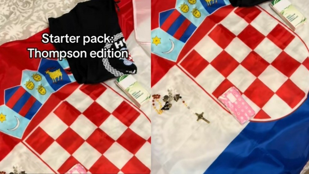 Hrvatska zastava i nekoliko predmeta na njoj