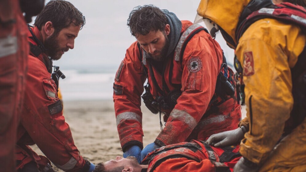 Spašavanje na plaži, ilustracija (AI)