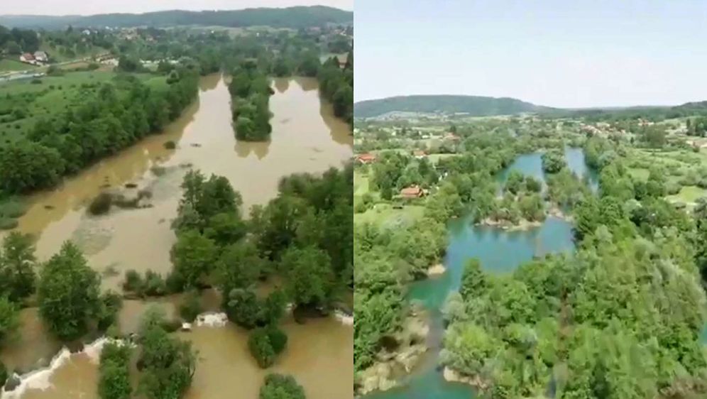 Mrežnica prije i nakon zamućenja (Foto: Radio Mrežnica)