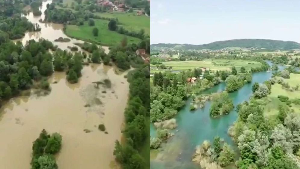 Mrežnica prije i nakon zamućenja (Foto: Radio Mrežnica)