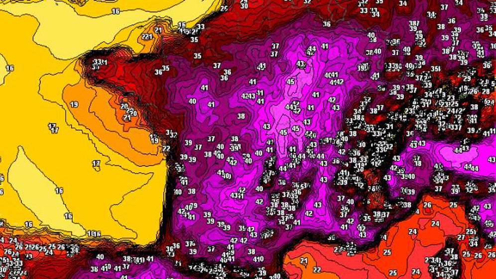 Ekstremno visoke temperature najavljene za četvrtak u dijelovima Europe (Foto: Screenshot/Severe Weather Europe)