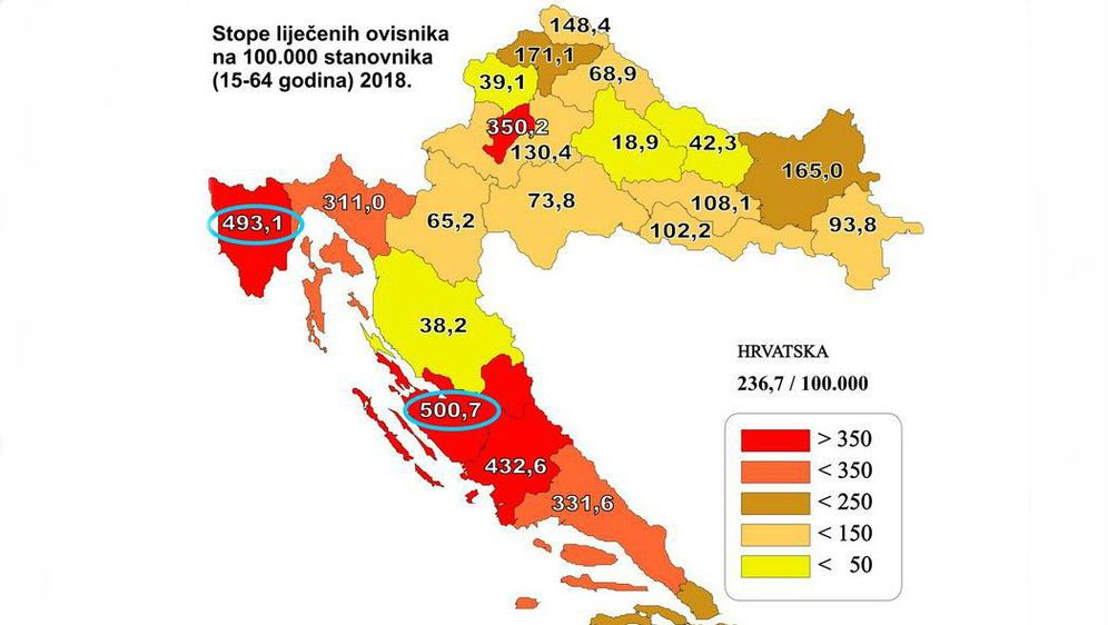 Stope liječenih ovisnika, 2018. godina (Screenshot: HZJZ)