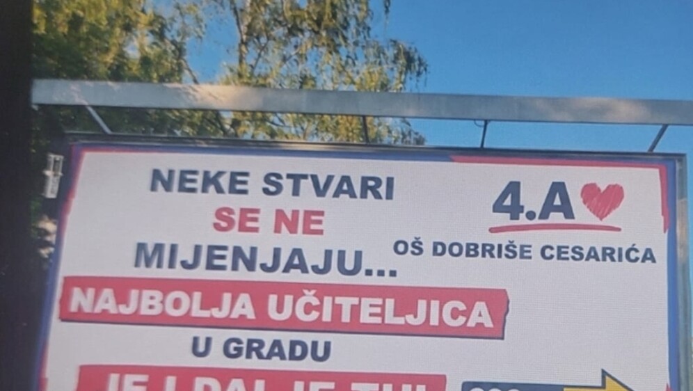 Jumbo plakat za učiteljicu Mihaelu Koren
