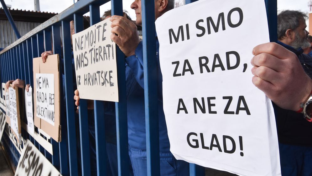 Štrajk radnika Dalekovod proizvodnje (FOTO: Davor Visnjic/PIXSELL)