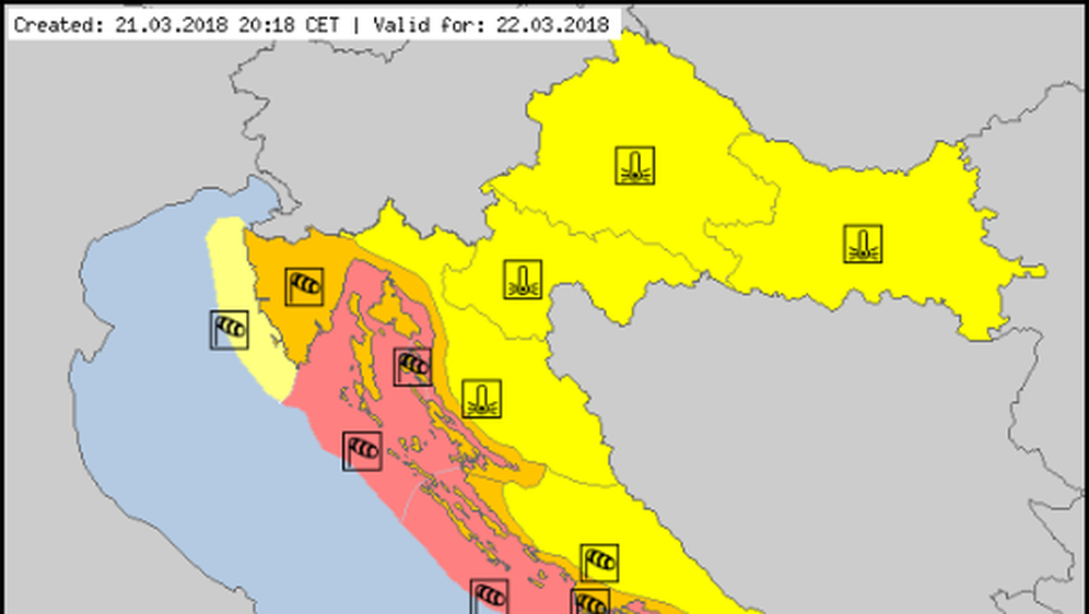 Meteoalarm za buru na Jadranu (Foto: meteo.hr)