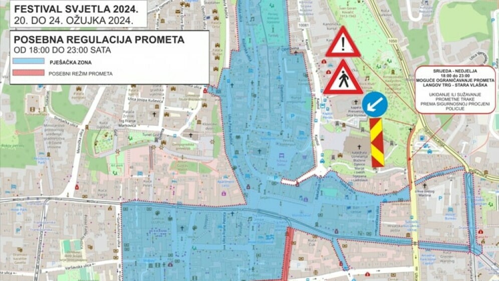 Regulacija prometa u Zagrebu za vrijeme Festivala svjetla