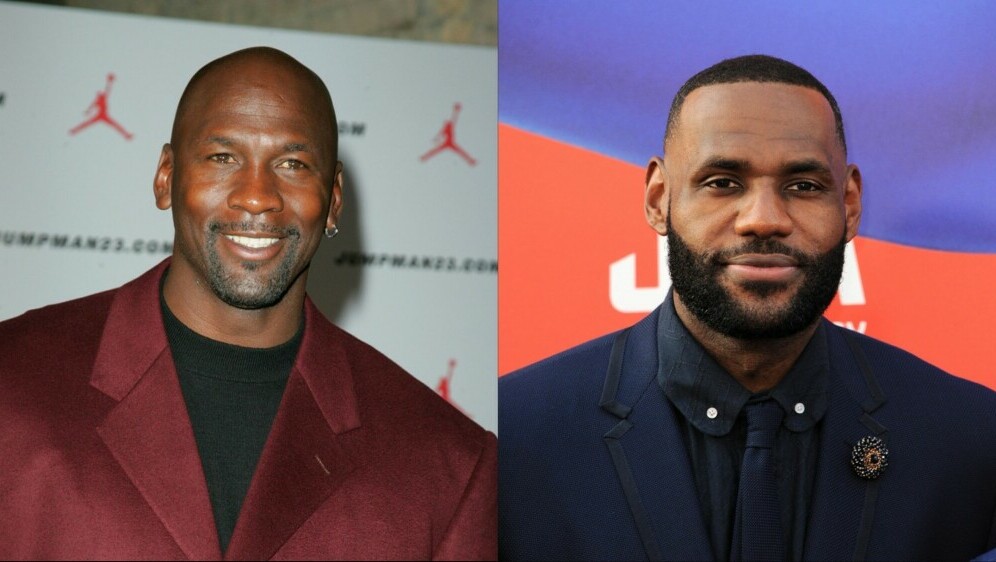 NBA košarkaši i legende Michael Jordan i LeBron James