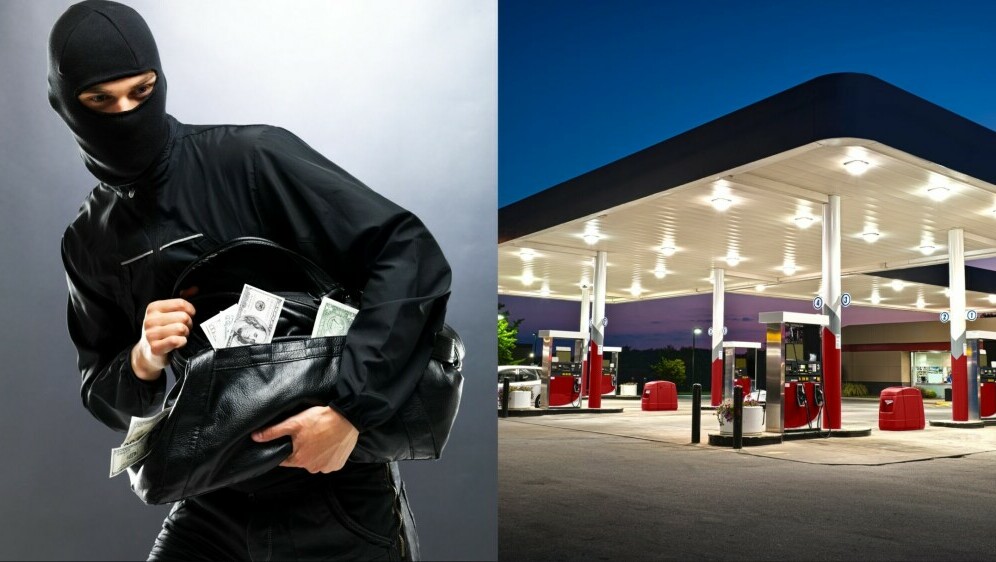 Pljačkaš s torbom punom novca i benzinska crpka