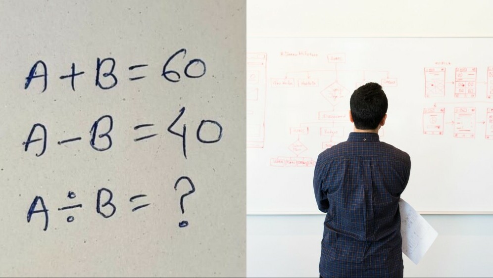 Matematička pitalica i čovjek koji razmišlja pred pločom