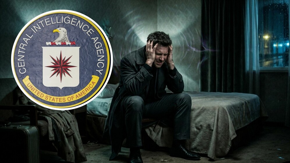 Logo CIA-e i napad mikrovalnim oružjem, ilustracija