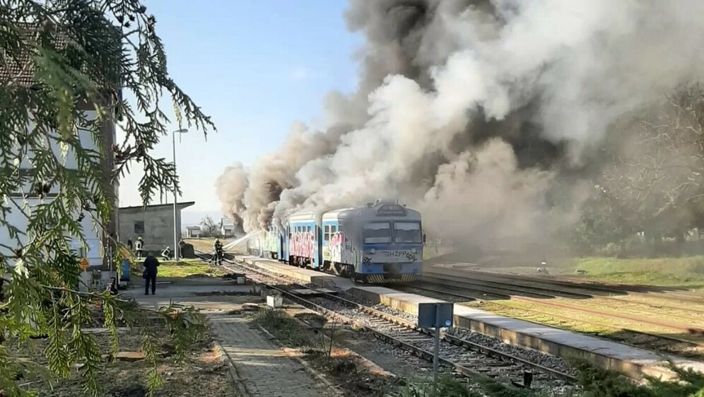 Požar vlaka u Slavoniji
