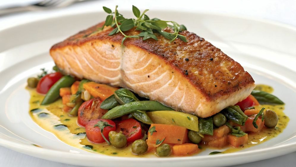 Losos s povrćem i mentom