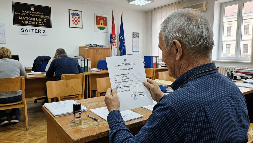 Potvrda o smrti, ilustracija, AI