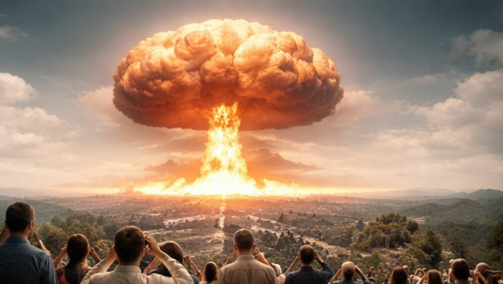 Nuklearna eksplozija i ljudi koji gledaju