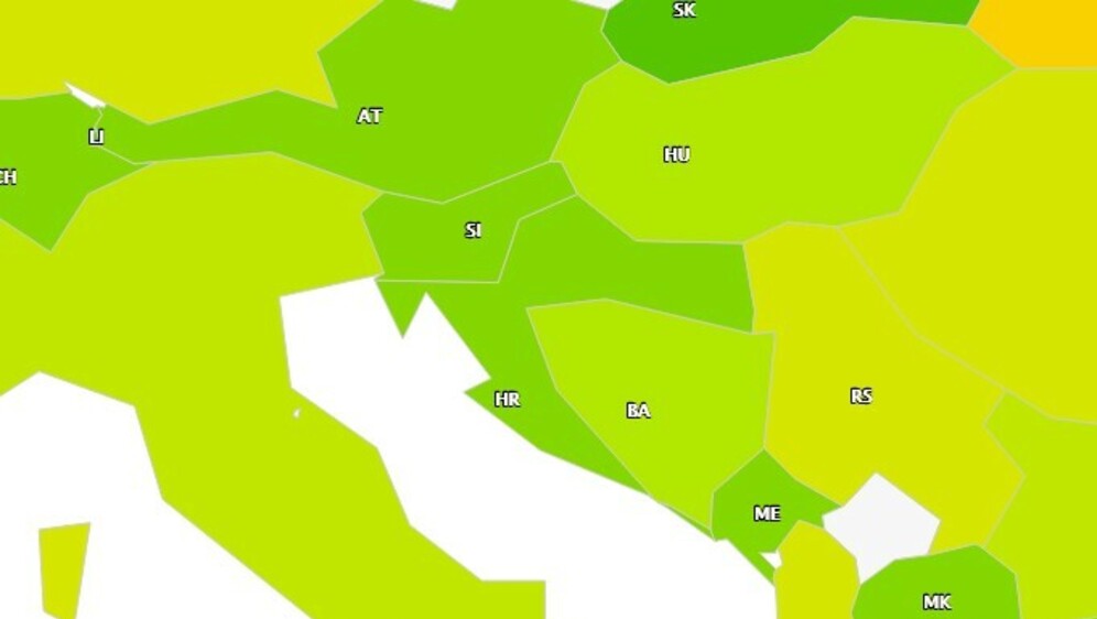 Hrvatska na karti indeksa slobode interneta