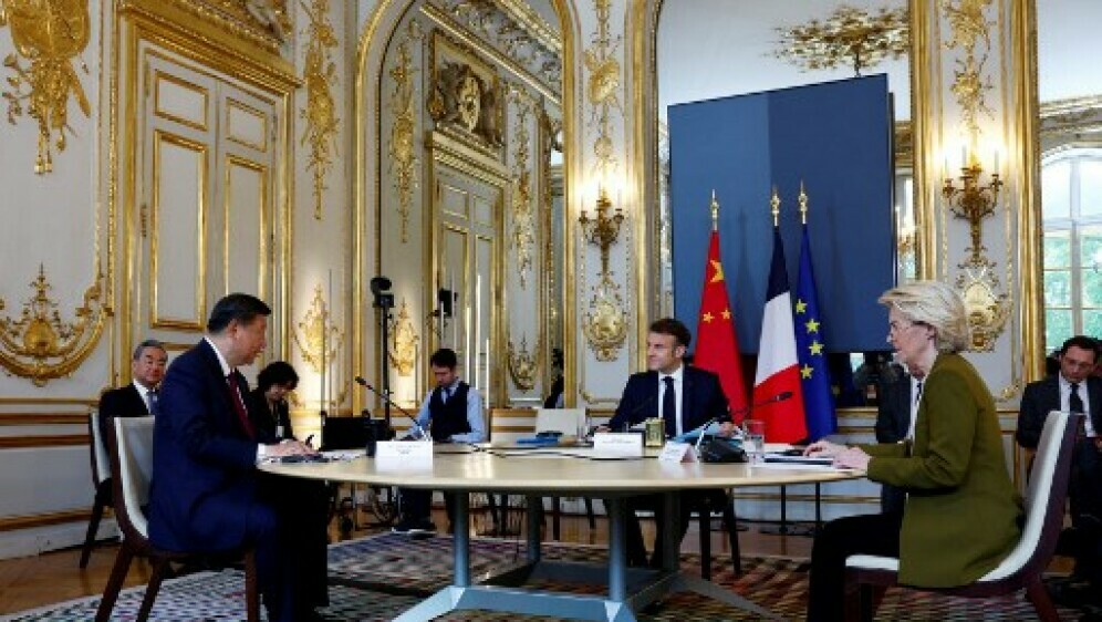 Ursula von der Leyen, Emmanuel Macron i Xi Jinping